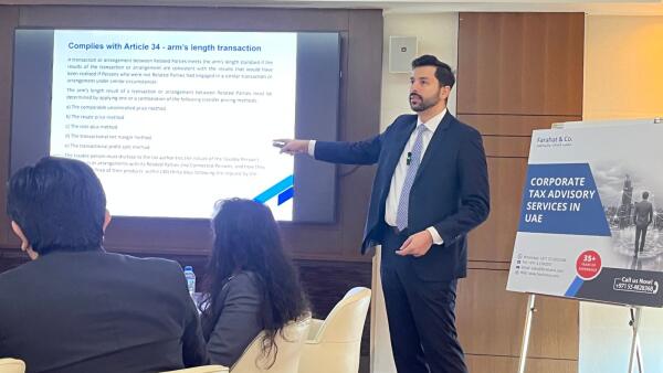 On March 8, Dubai Integrated Economic Zone (DIEZ) and Dubai Silicon Oasis (DSO) companies congregated at Dubai Silicon Oasis headquarters for a corporate tax awareness seminar. Among the key note speakers was Alaa Farahat, a seasoned tax partner of Farahat & Co. who addressed the congregates’ questions and queries related to corporate tax. DIEZ and DSO taxable persons were advised to start planning for corporate tax as the corporate tax law comes into effect on June 1.